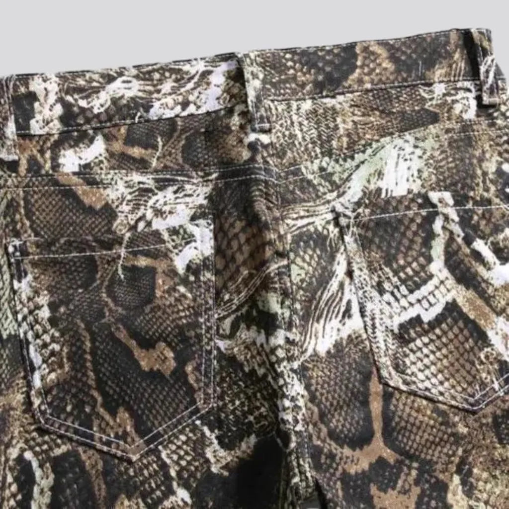 Men's snake-skin-print jeans