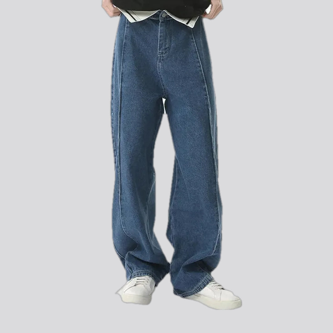 Mid rise sailor collar men's jeans