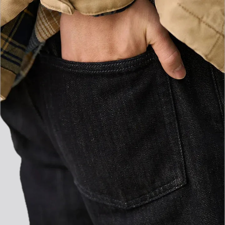 Mid-rise thick warm men's jeans