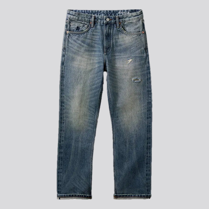 Distressed Straight Fit Selvedge Men's Jeans | Jeans4you.shop